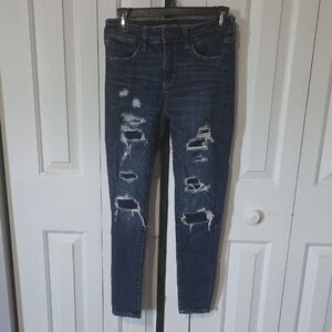 American Eagle Outfitters Ripped Blue Skinny Jeans